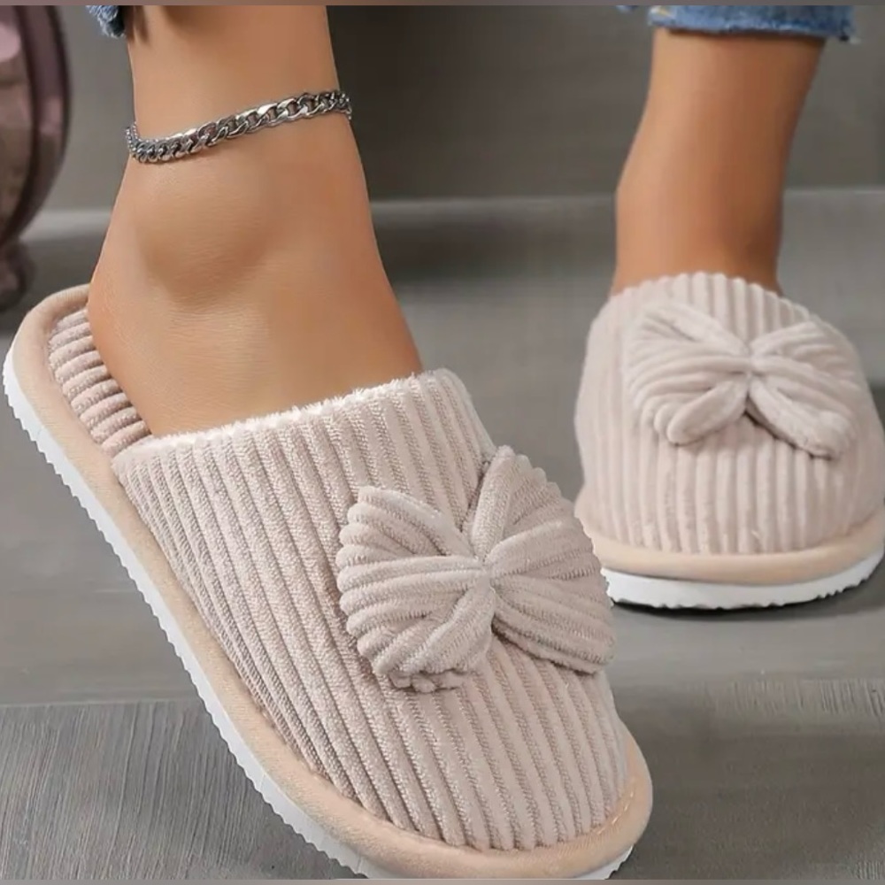 Soft Comfy Slippers with a Bow